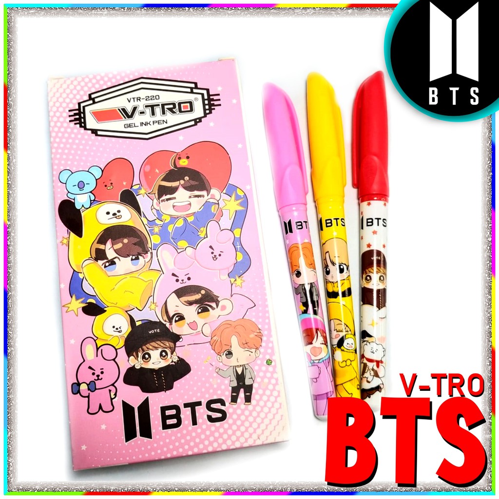 

jual SATUAN Fancy BTS Bolpen Bolpoin V-TRO Gel Ink Pen Pulpen tinta hitam 0.38 mm