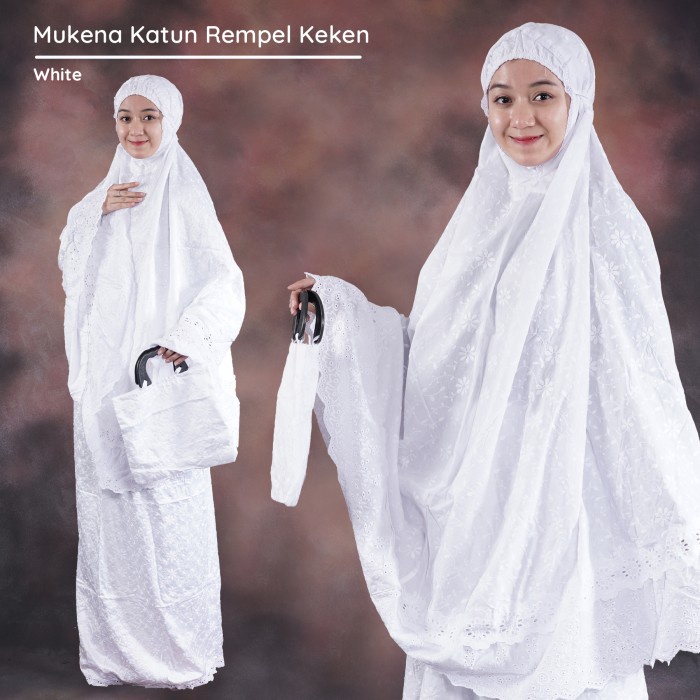 COD Mukena Katun Paris mukenatazbiya Motif Renda Melati Putih Cantik mukenah siti khadijah sutra rem