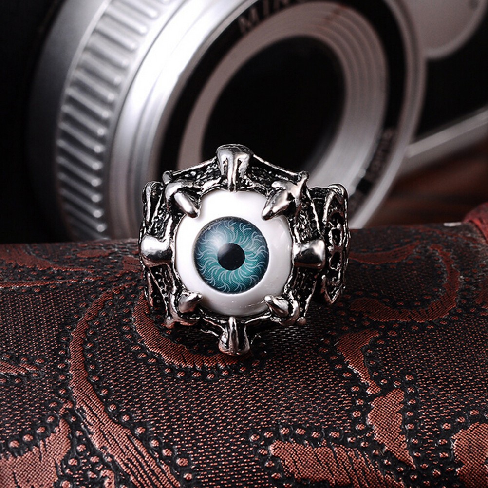 Hbid Glory 1pc Cincin Stainless Steel Desain Cakar Naga / Tengkorak / Evil Eye Gaya Gothic Untuk Pria