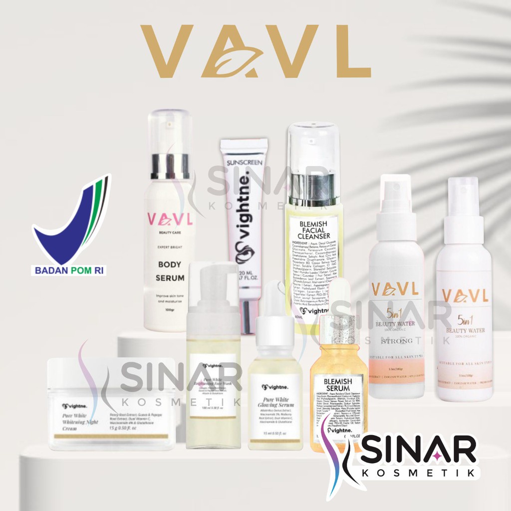 ✦SINAR✦ Vavl Skincare Beauty Water Spray | Vightne Blemish Facial Serum | Face Wash Cleanser | Sunscreen | Lightening Cream