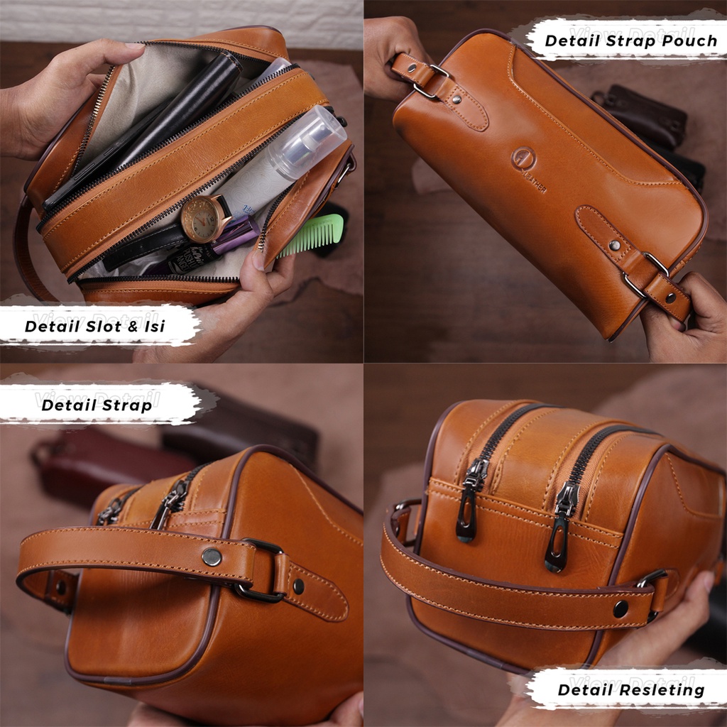 POUCH GENUINE LEATHER TAS YANG COCOK BUAT NYIMPAN KOSMETIK DENGAN BAHAN KULIT SAPI ASLI 100% PREMIUM