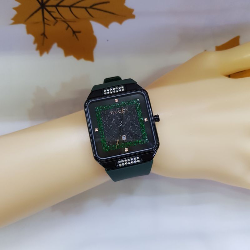 JAM TANGAN GUCCI WANITA TERBARU/BAHAN TALI RUBBER HARGA PROMOSI