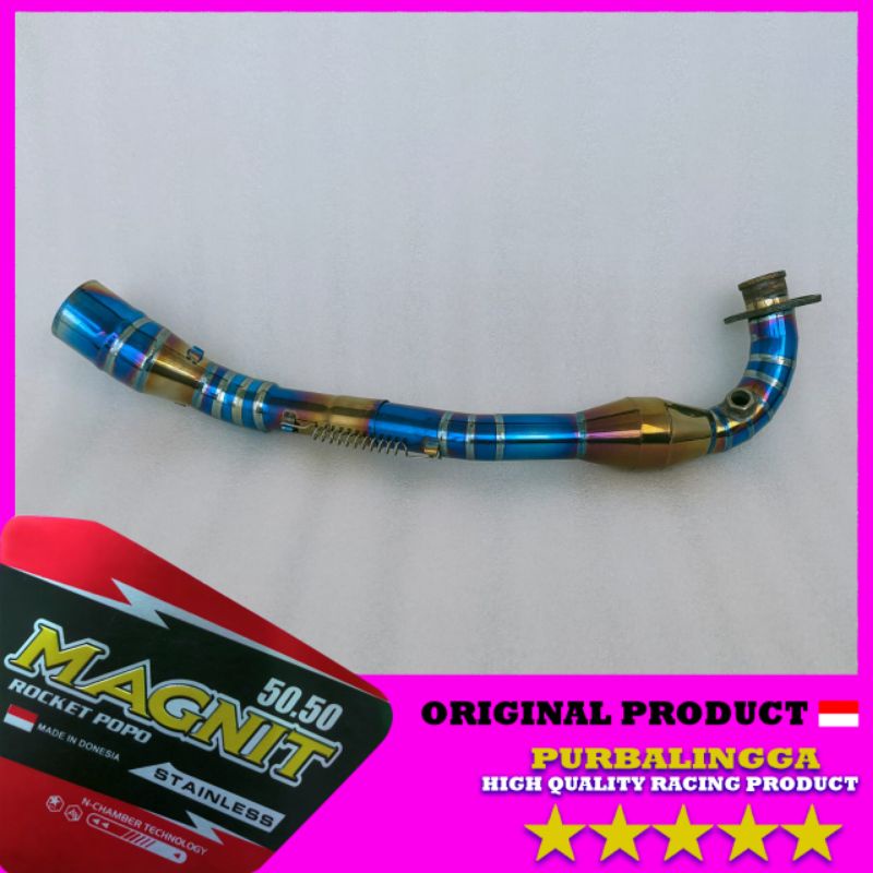 Pipa leher knalpot racing PCX 160 Bluemoon biru full cacing stainless