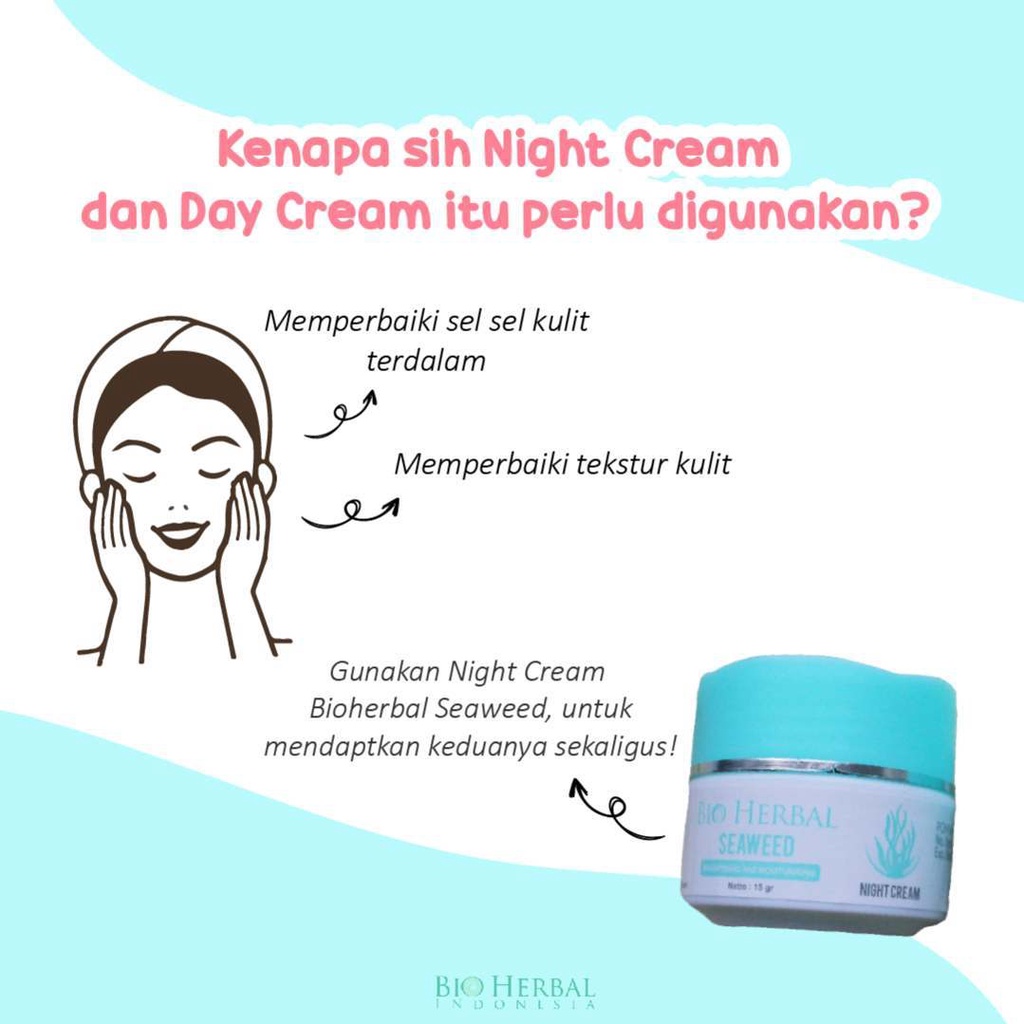 Bio Herbal Seawed Night Cream - Krim Wajah Malam Pelembab Muka Glowing Original Bpom