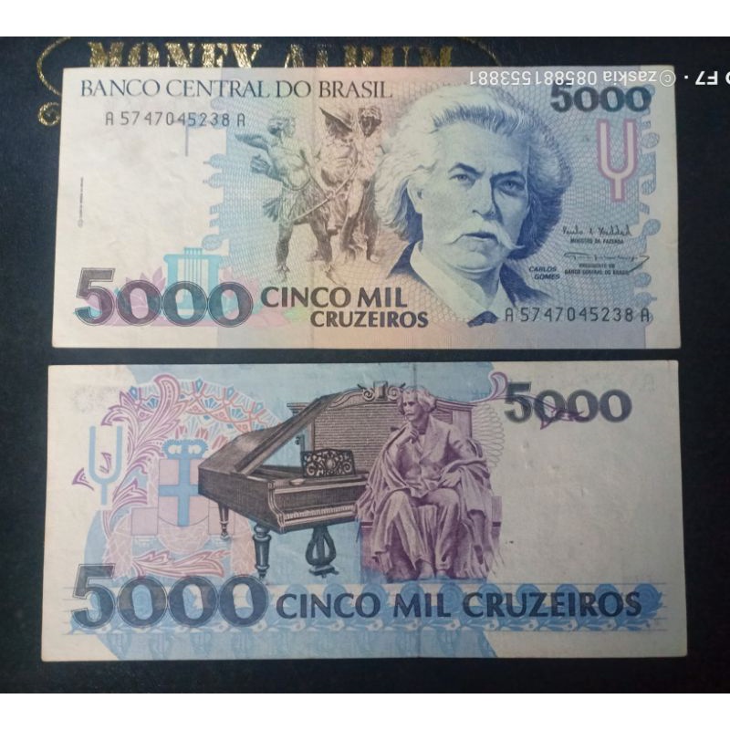 BRAZIL uang kertas 5000 cruzeiros brazil bukan 5000 cruzados brazil