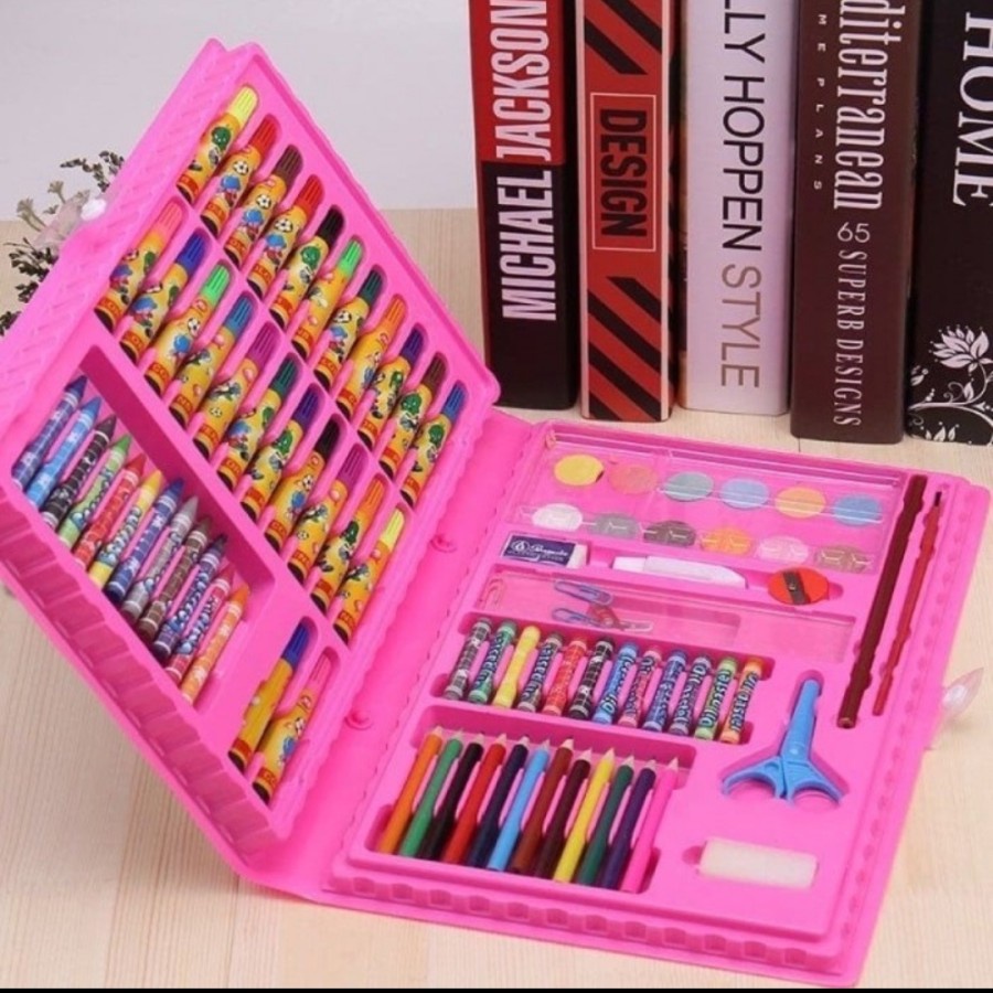 Colouring Set 86 in 1 Crayon Karakter Cat Air Pensil Warna Stationary