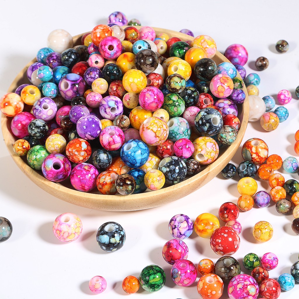 8/10/12/14 mm Round Acrylic Loose Spacing Beads DIY Craft Supplies Garment Sewing Beads Decoration Accessories