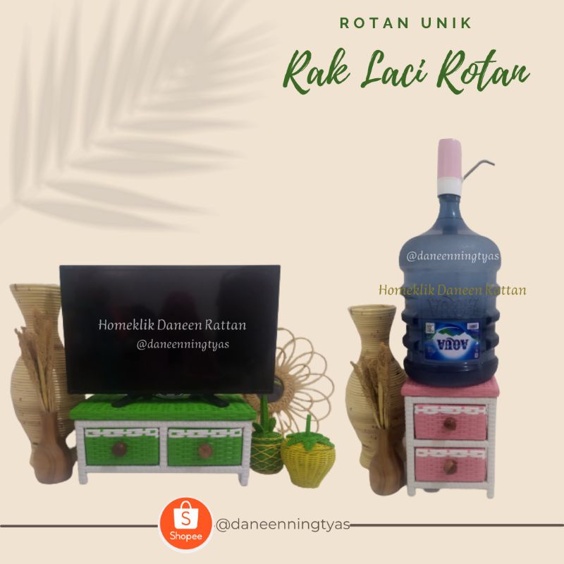 RAK KOSMETIK SERBAGUNA/ LEMARI LACI ROTAN 2 SAMPING