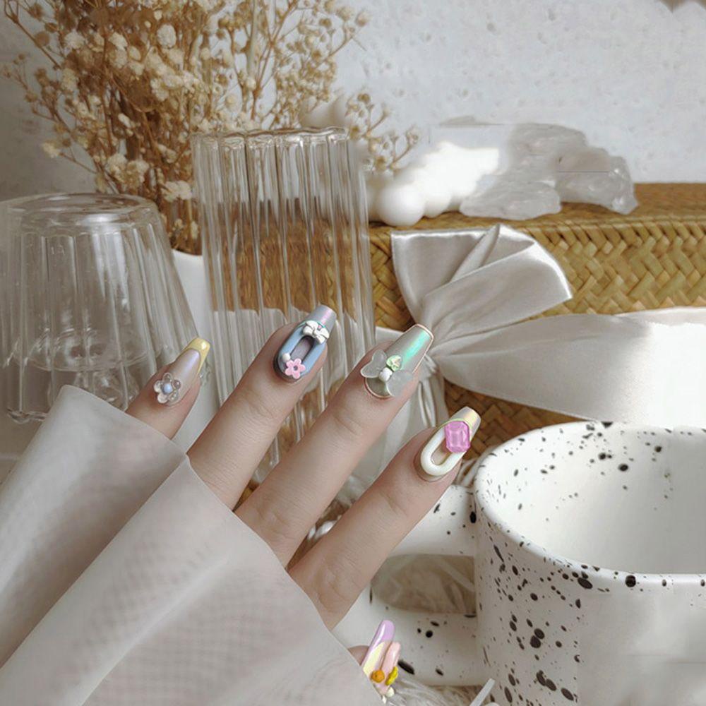 AUGUSTINA Augustina Nail Art Cincin Gesper Frosted Irregular Lingkaran Cincin Pesona DIY Hiasan Kuku