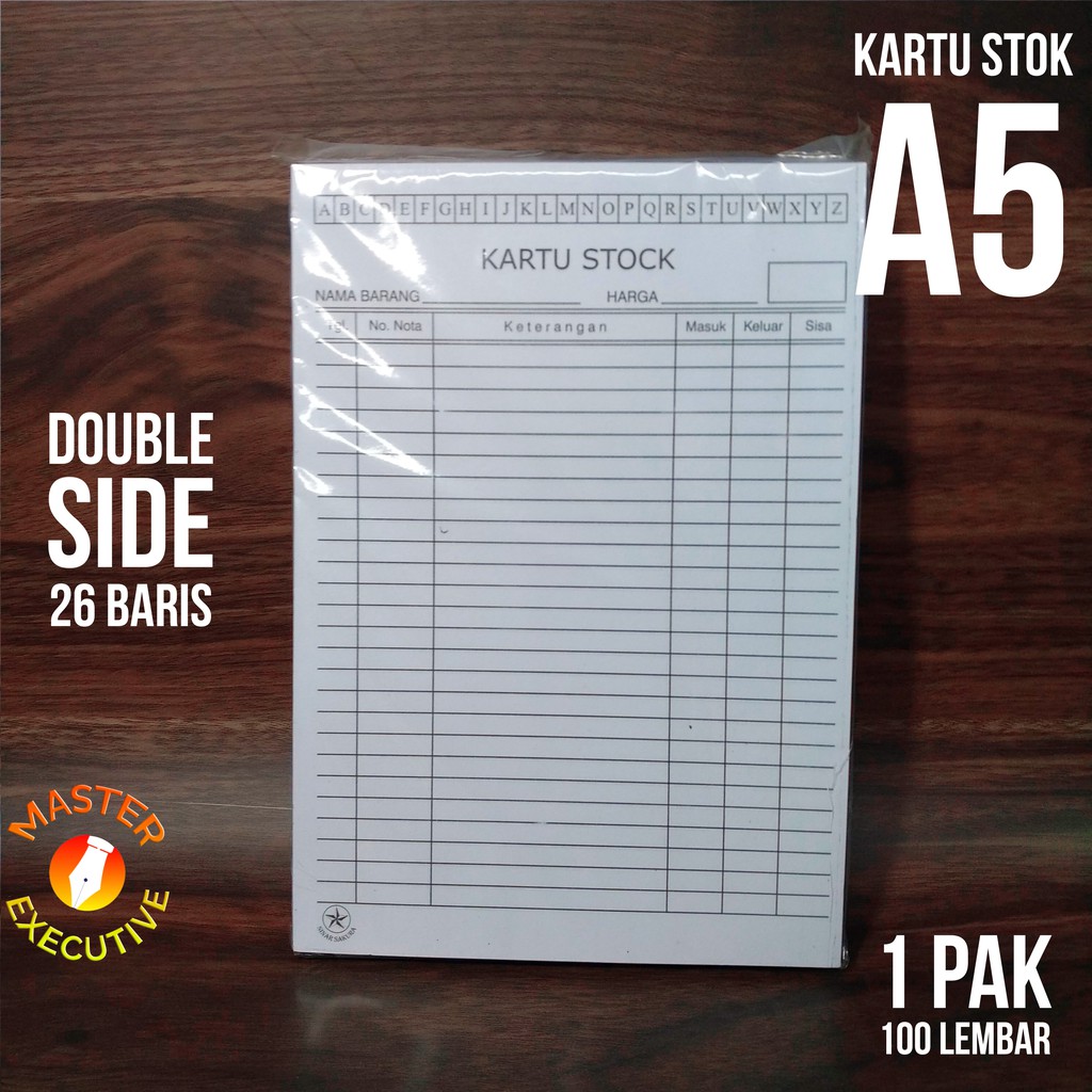 [Pak - 100 Lembar] Kartu Stok A5 - Catatan Stock Gudang