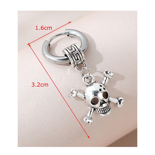 LRC Anting Tusuk Fashion Skull Single Side Skull Cutout Mens Y65408