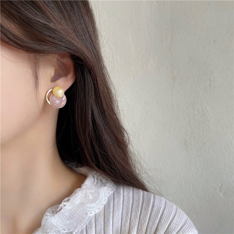 Anting stud S925 silver needle Bentuk Lingkaran Tidak Teratur Gaya Korea Untuk Wanita