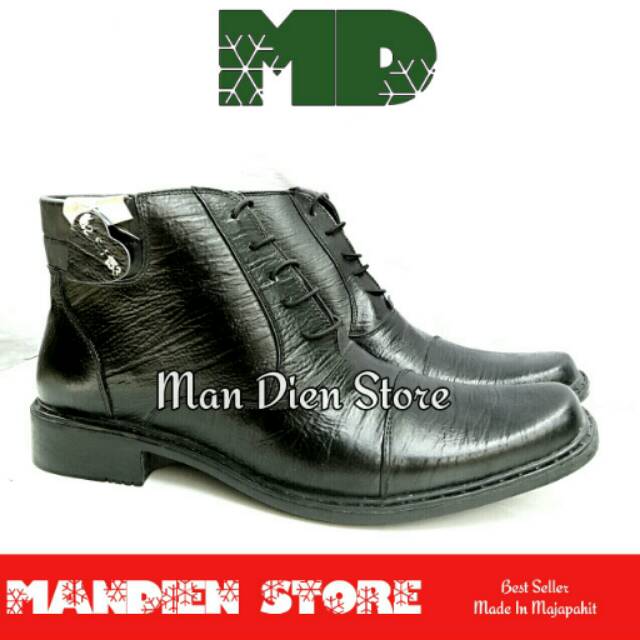 MANDIENS - SJ153-KY Sepatu Bots Kulit Sapi Asli PDH TNI POLRI Original Medali Export Quality