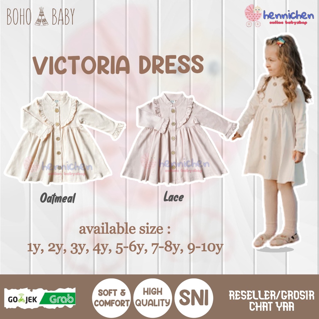 Bohopanna Daniela Dress 0-10 Tahun Dress + Scrunchie Anak Perempuan / Dress Lengan Panjang Anak Perempuan