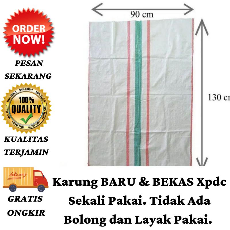 Karung Packing Plastik Bekas, Ukuran Besar 90cmX130cm.