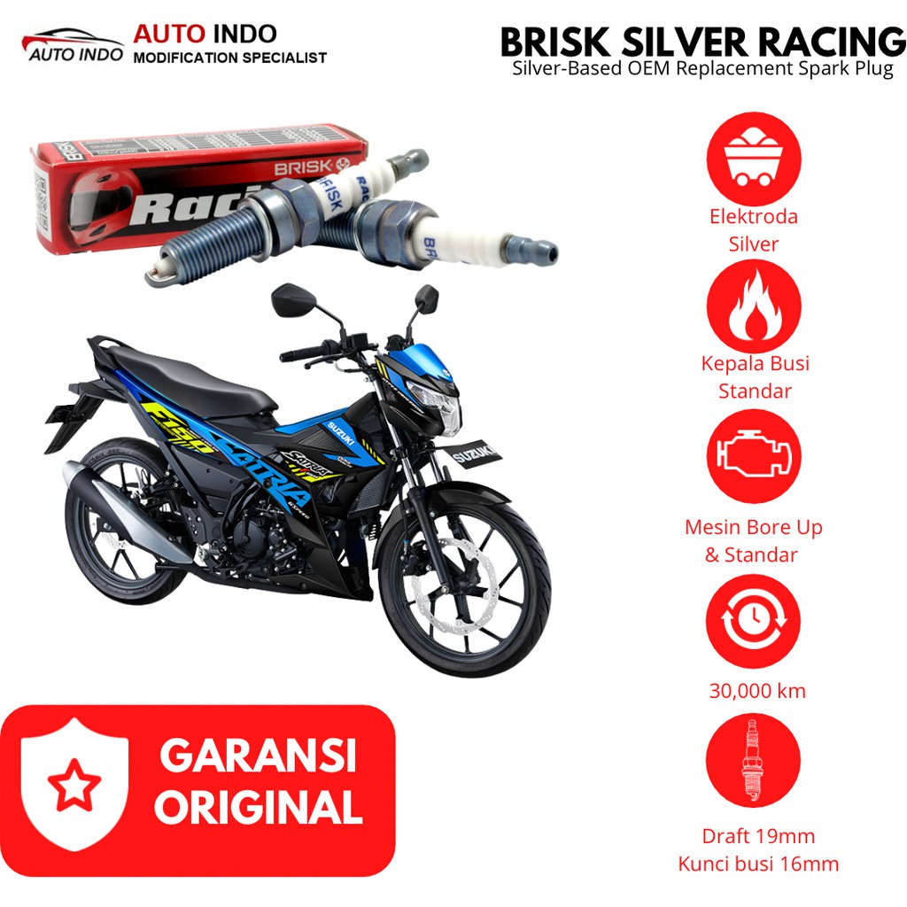 Busi Motor Racing Satria Fu Karbu Busi Brisk Silver Racing AR12YS 100% Ori