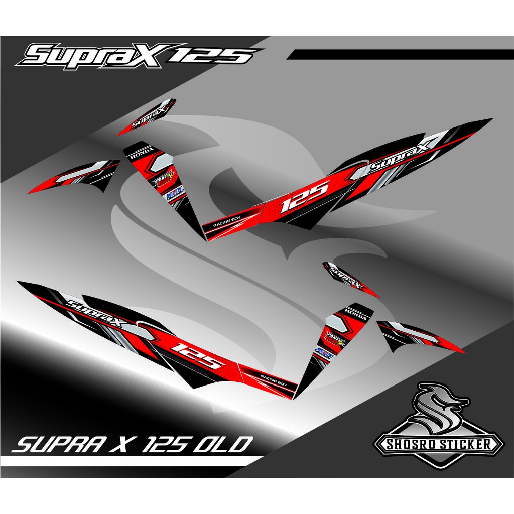 (COD) STIKER STRIPING VARIASI BUAT BODY MOTOR HONDA SUPRA X OLD 125 MOTIF VARIASI HITAM MERAH ART SI