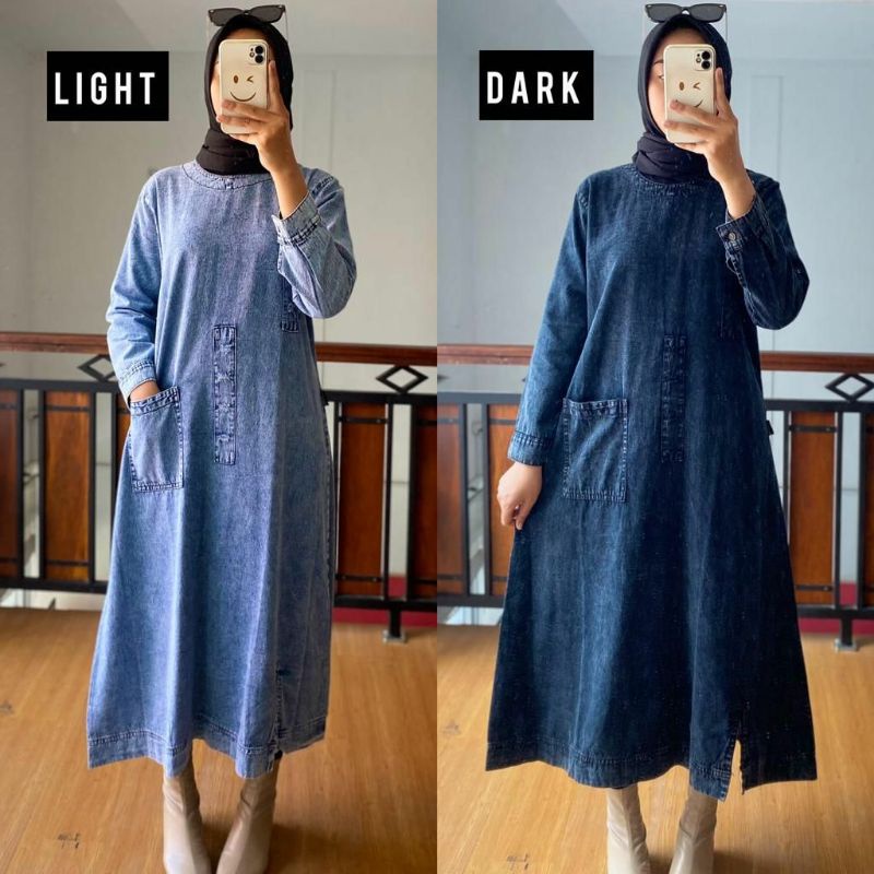 BYLIGAISHA MIDI DRESS JEANS - DRESS PREMIUM - DRESS JEANS - DRESS MURAH