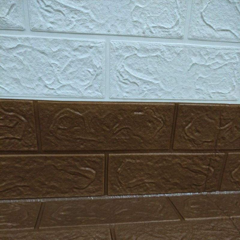 wallpaper dinding stiker dinding foam 3D motif batu bata-Coklat T