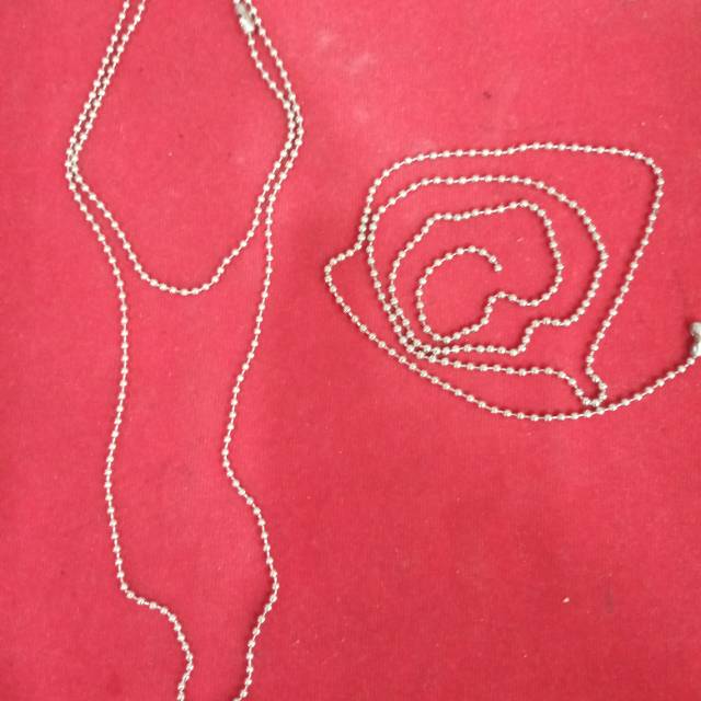 Kalung baja bola, Monel Asli Baja Putih . Uk. 2.4 mm × 75 cm.