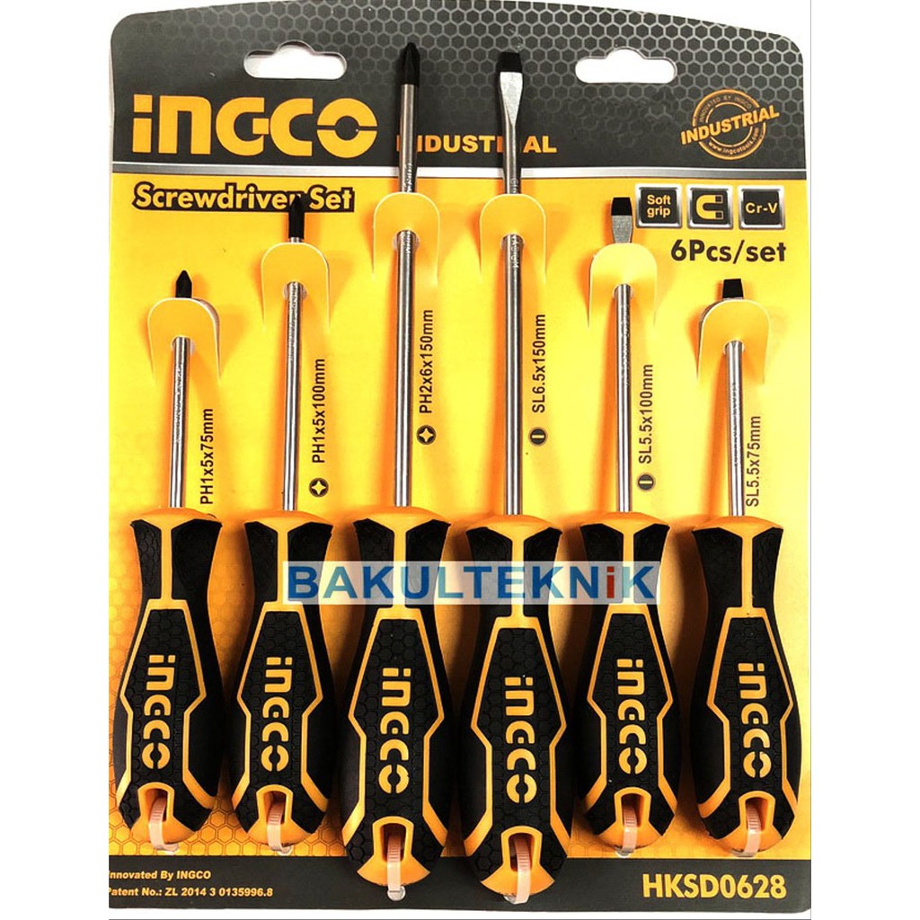 Obeng Gagang Karet set 6 pcs INGCO Industrial Murah