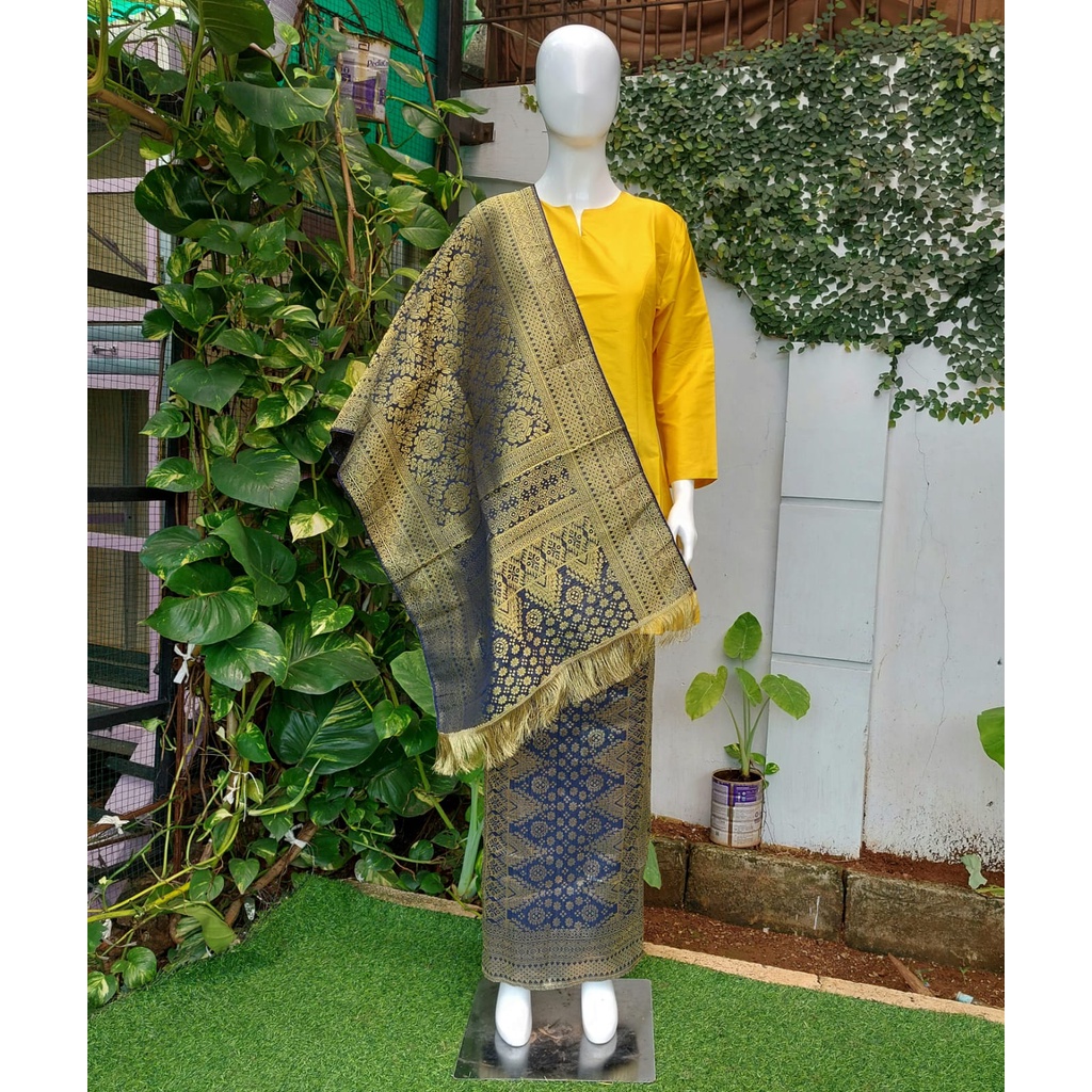 DISKON...!! Rok Lilit Songket MESIN Palembang Asli Free Selendang / Bawahan Lilit Songket Melayu Free Selendang