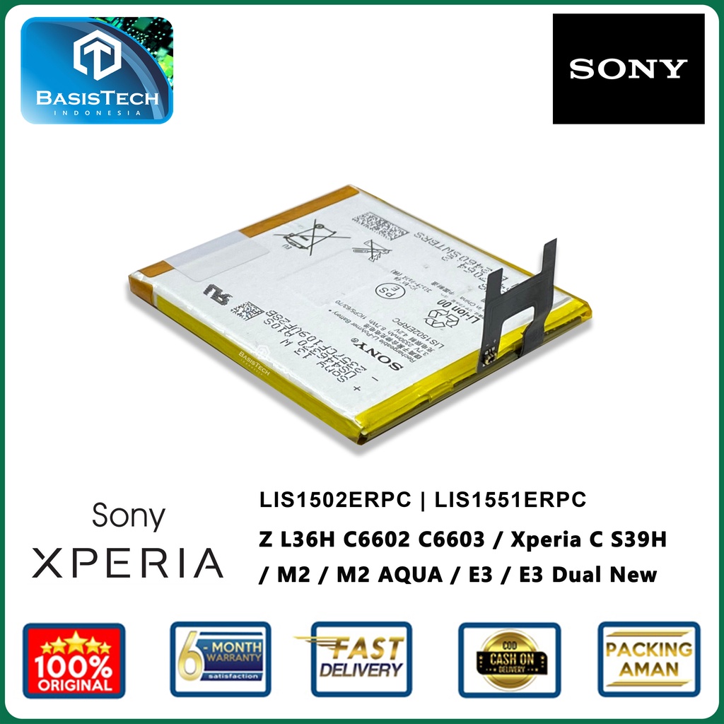 BATERAI SONY L36H XPERIA Z C6602 C6603 - XPERIA C M2 AQUA E3 DUAL NEW - LIS1502ERPC - LIS1551ERPC ORI