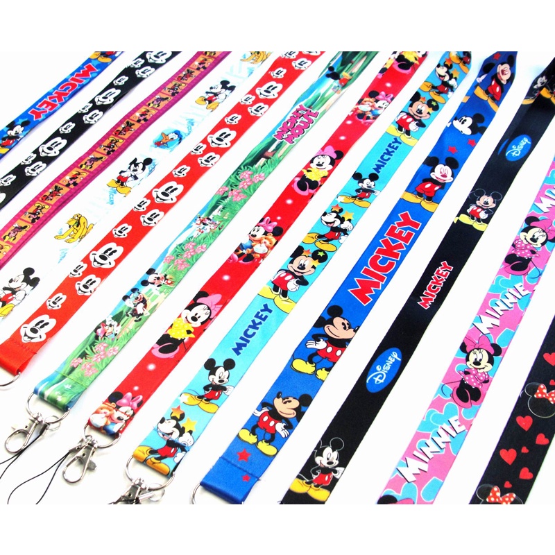 Tali Lanyard Leher Motif Kartun 12 Warna Untuk Handphone / Kartu ID