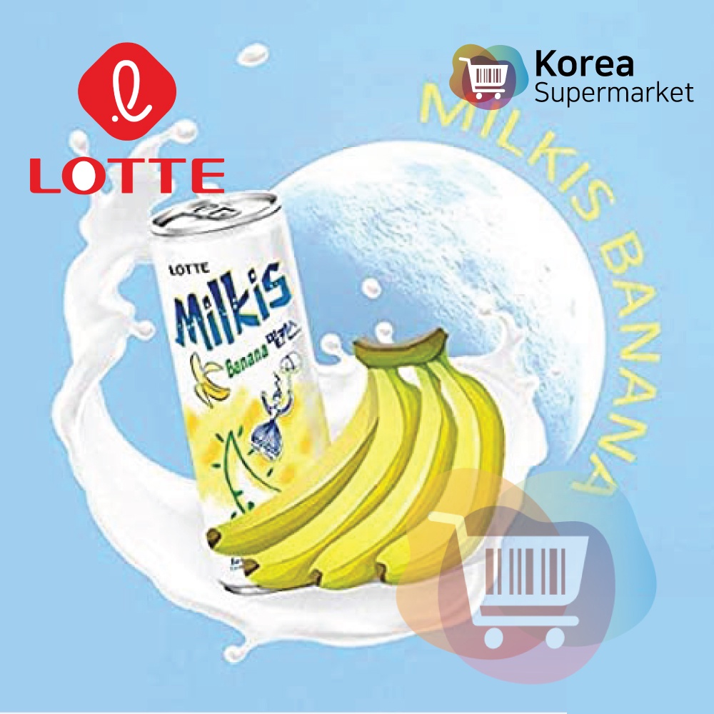 Lotte Milkis Banana 250ml/Susu Soda Rasa Pisang