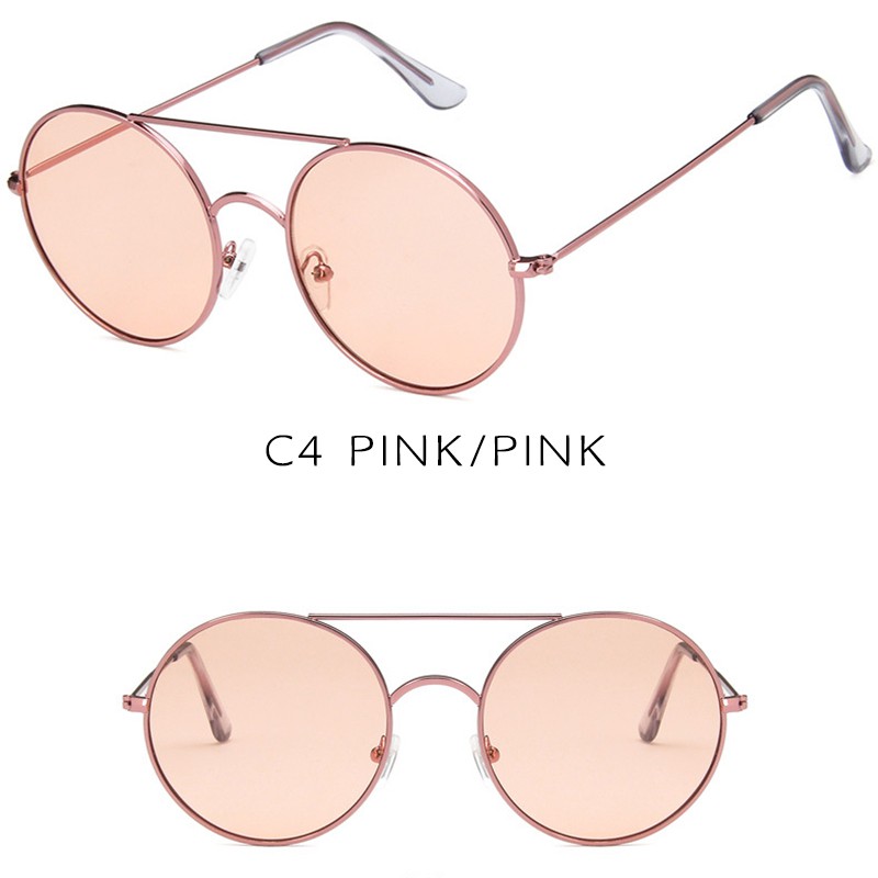 (YUZHU) Bayar di Tempat Korean Ulzzang Retro Bulat Kacamata Hitam Wanita/Pria Candy Color Sunglasses