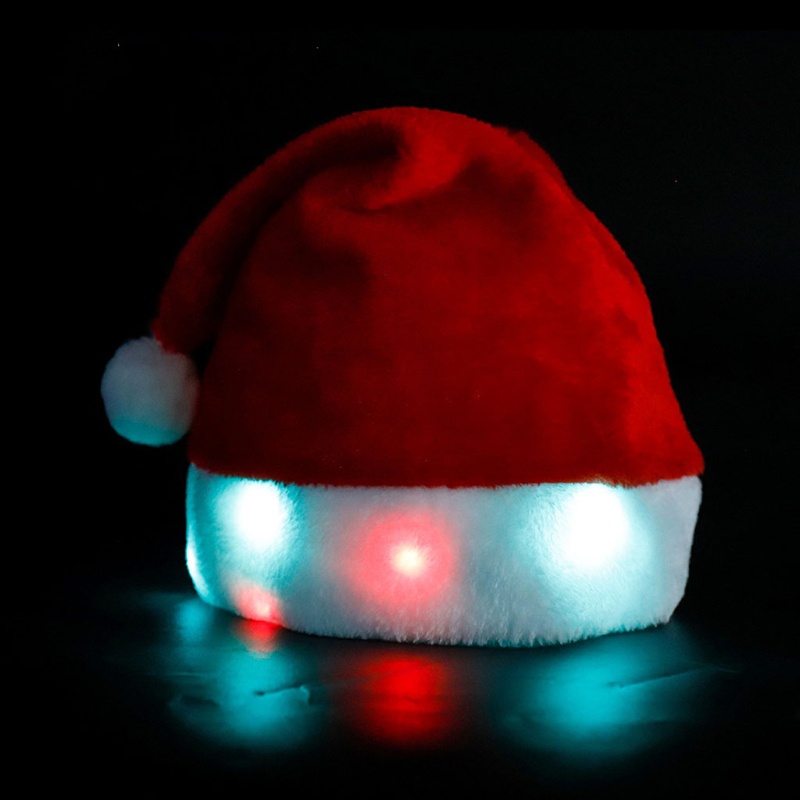 Topi Santa Dengan Lampu Led Untuk Dekorasi Pesta Natal