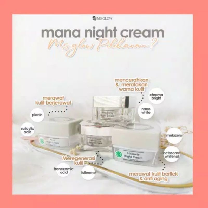 ecer night cream MS glow | ecer cream malam MS glow