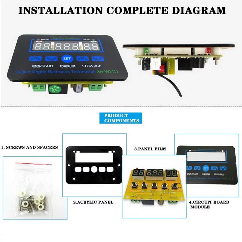 Thermostat W1411 AC 220 V 10A LED Digital Suhu Controller Thermostat Control Switch Sensor