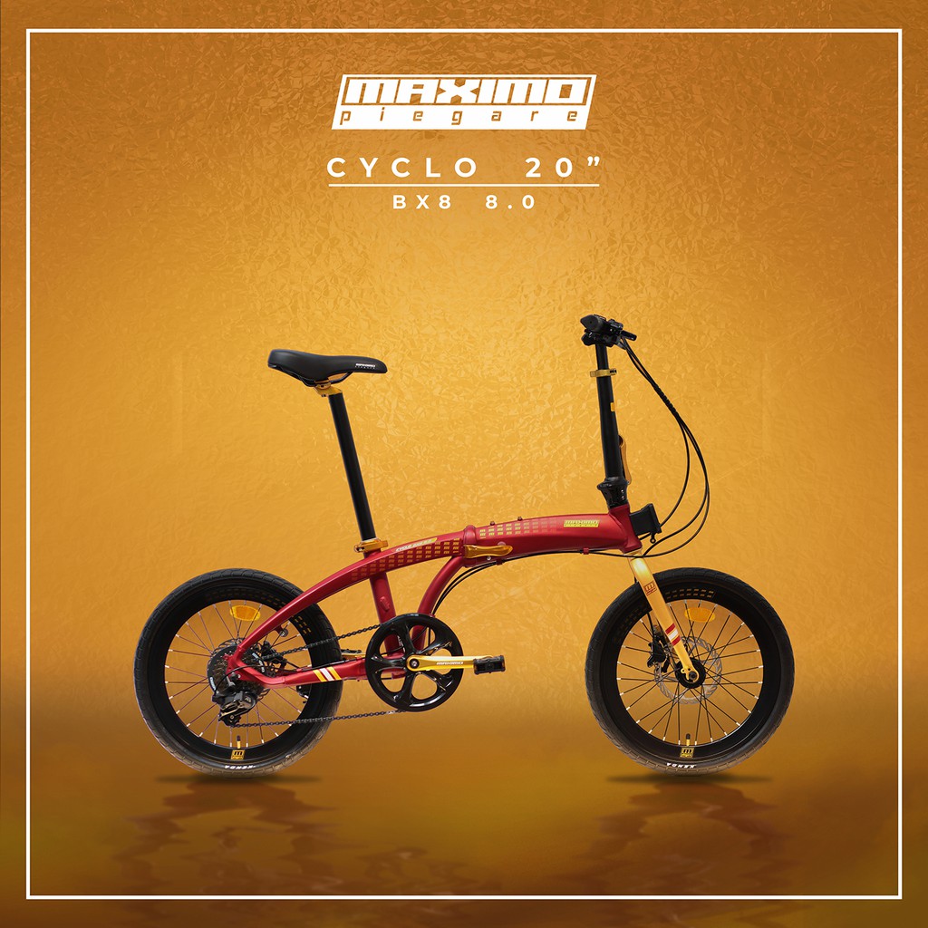 Sepeda Lipat MAXIMO Piegare 20 Inch Cyclo BX8 8.0 Red-Gold