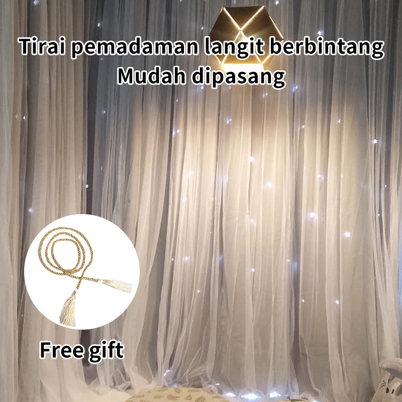 GORDEN BLACKOUT PANTULAN BEBAS VELCRO Tirai PEMANDANGAN JENDELA Rumah Kamar Tidur Ruang Tamu Bintang