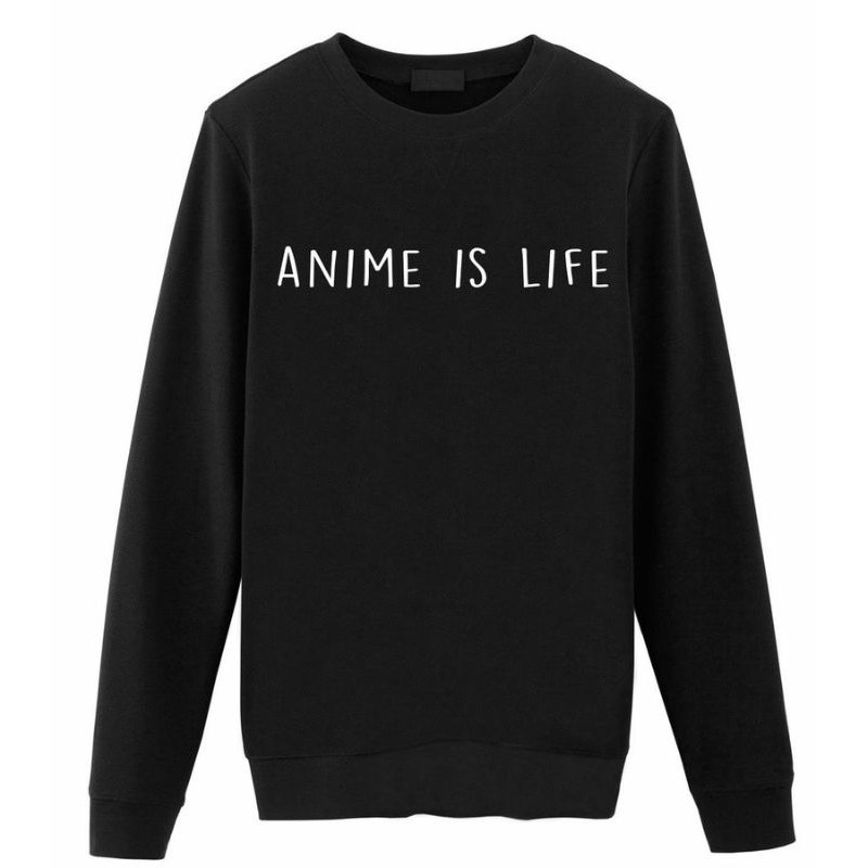 S - XXXXXL(6XL) Sweater Wibu Crewneck BIGSIZE OVERSIZE Sweater ANIME IS LIFE JUMBO/ Jaket Anime