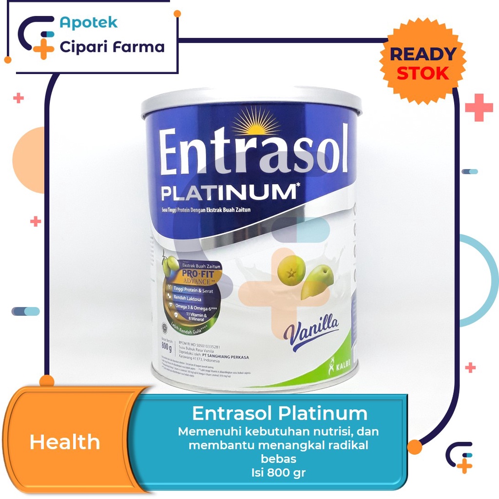 Entrasol Platinum Susu Bubuk Nutrisi Untuk Lansia | Tinggi Protein 800gr