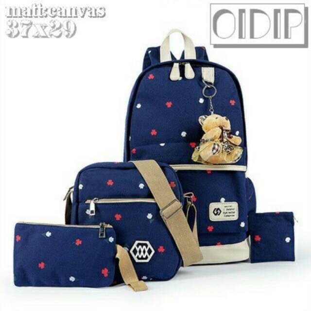 free boneka rok ransel motif tulip 3in1 kanvas