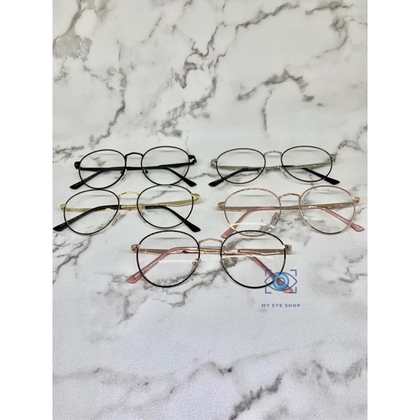 Kacamata Anti Radiasi Blue Ray Photocromic Model Bulat Korea Paket Frame & Lensa Kaca Mata Minus & C