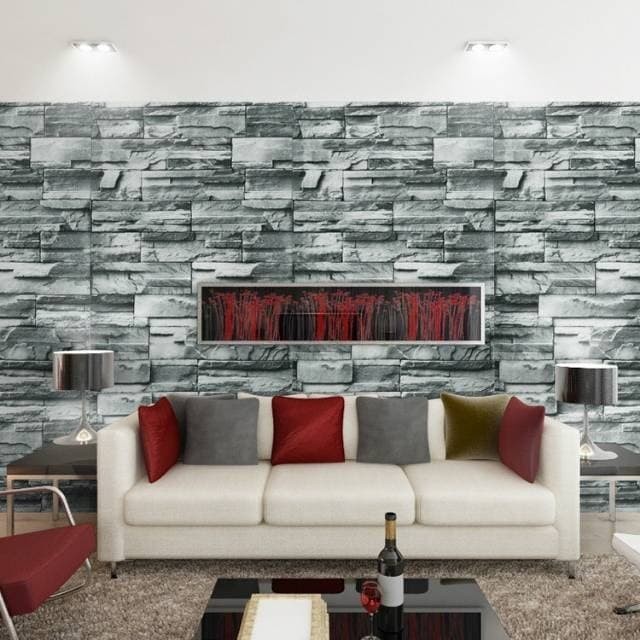 wallpaper sticker batu alam gray 45cm x 8meter