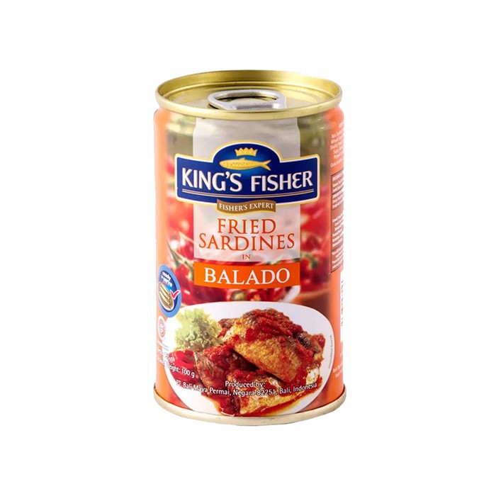 

King's Fisher Sarden goreng mini rasa saus balado Makanan Kaleng 155 g