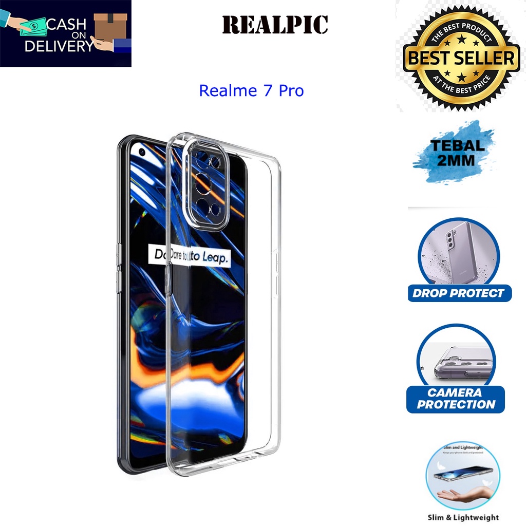 Case REALME 7 PRo Casing Clear HD KETEBALAN 2MM BENING TRANSPARAN TPU Premium Softcase