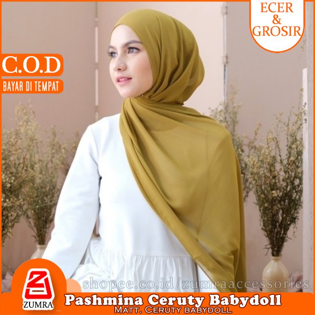 Pashmina Ceruty Baby doll ukuran 160cm, 180cm dan 200cm Jumbo Pasmina Syari Malay Premium