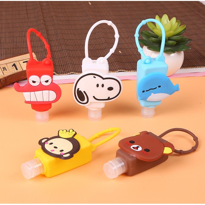 Grosir - B678 (30 ML) Botol Hand Sanitizer Cartoon / Holder With Empty Bottle/Gantungan Tas Sekolah