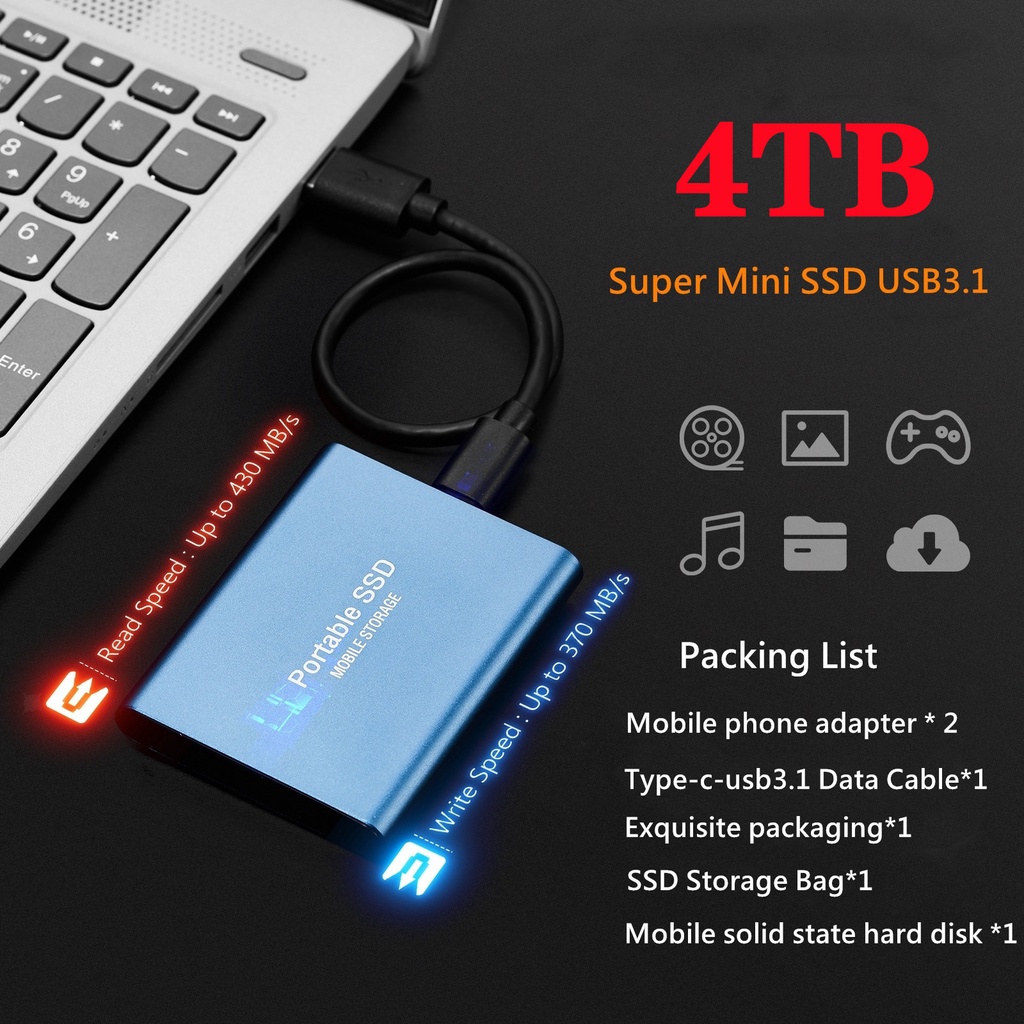 Jual Mini SSD Mobile SSD 8Tb 6Tb 4Tb 2Tb 1Tb - Ekspansi Seluler SSD |  Shopee Indonesia