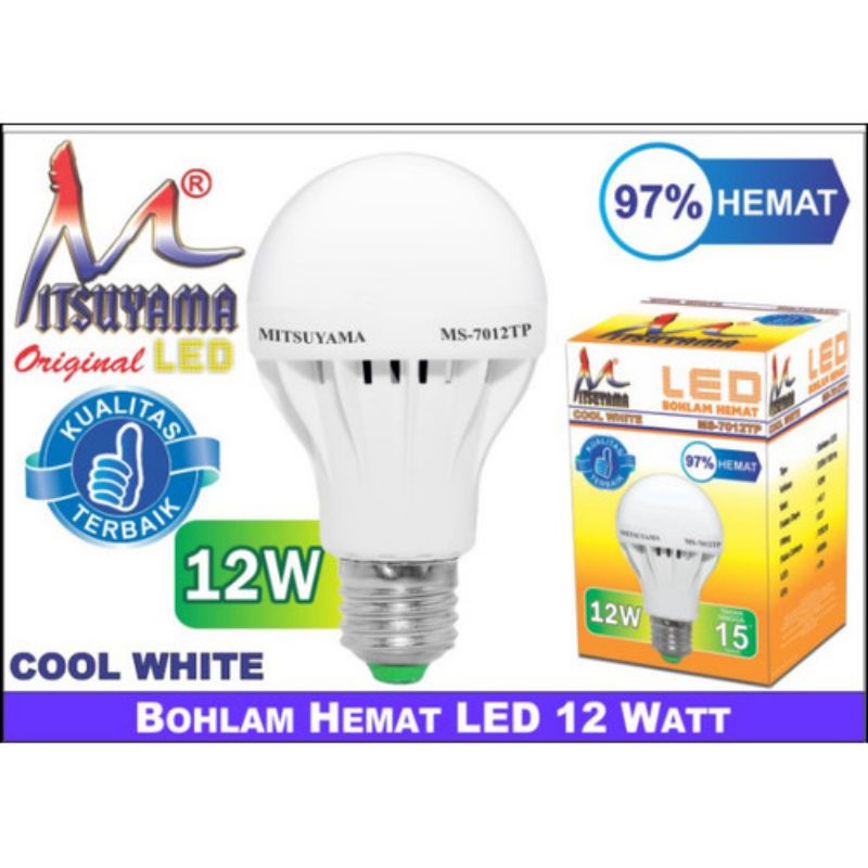 Lampu Bohlam Bulb LED E27 12W 12 Watt Putih Mitsuyama MS-7012TP