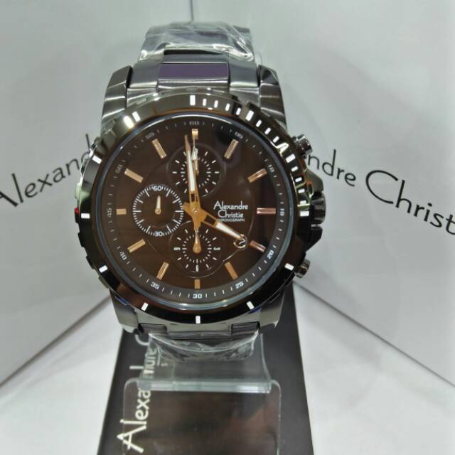 Jam tangan pria alexandre christie tipe 6141MC black original