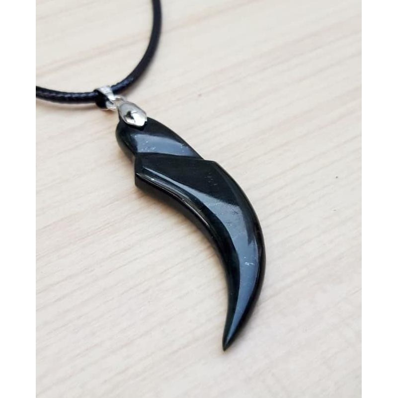 Zy9S Liontin Batu Giok Hitam Model Kuku Macan Natural Black Jade Bodyglass Qktj