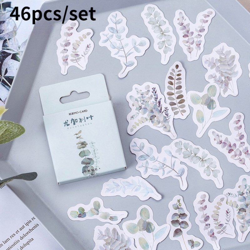 46pcs Eucalyptus Series Self-adhesive Stickers Hand Account Photo Album Decoration Sealing Stickers