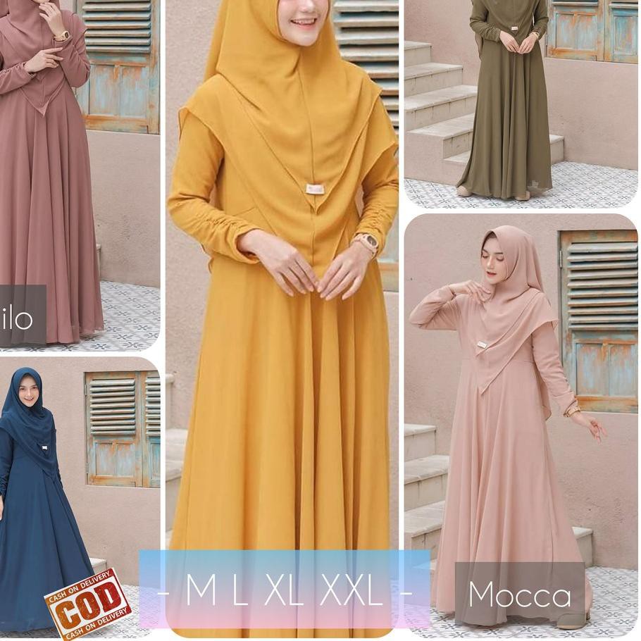 Dapatkan Sekarang  Promo  [ M L XL XXL ] Set Syari Polos Bahan Moscrepe MAYRA Syari free Hijab -